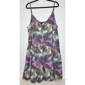 Torrid Purple Hawaiian Palm Tree Maxi Summer Dress Plus Size 2X Lined Pockets